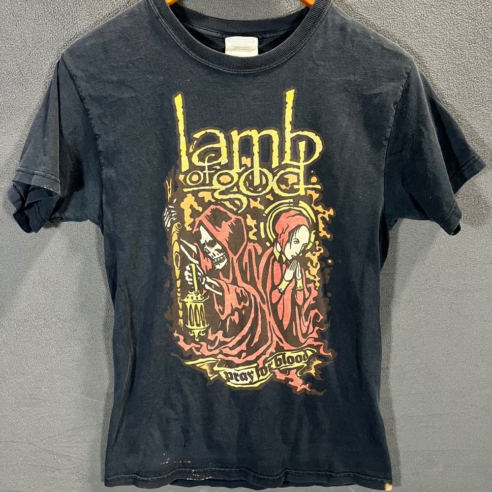 Vintage Lamb of God Pray for Blood Tee Hanes Heavyweight Black Small Distressed